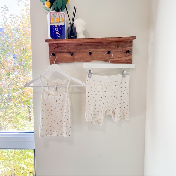 SKIMS Cotton Rib Cropped Cami - Marigold Rosebud Print Sleep Set sz SM - Picture 2 of 10